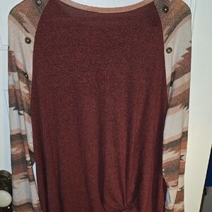 Burgundy Southwest Style Sweater - Maurices 1X